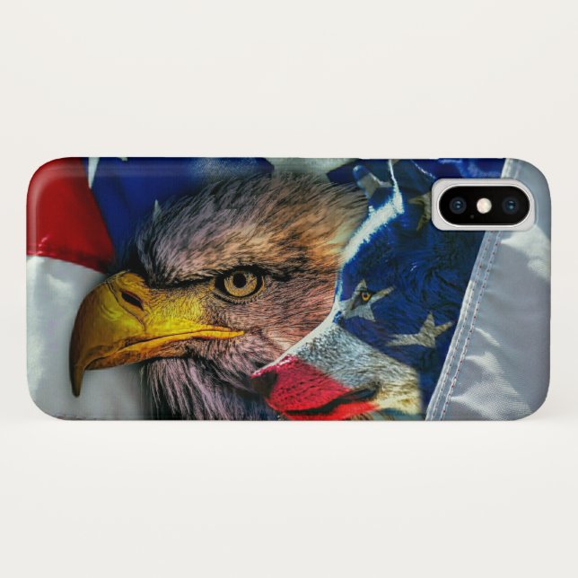 Bald Eagle Wolf American Flag Case-Mate iPhone Case (Back (Horizontal))