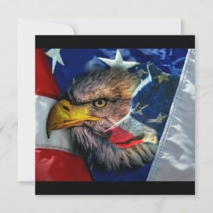 Bald Eagle Wolf American Flag Invitation