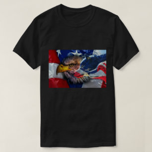 Bald Eagle Wolf American Flag T-Shirt
