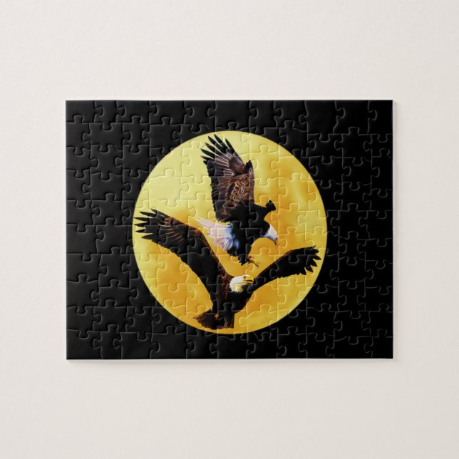 Bald eagles and full moon jigsaw puzzle (Horizontal)