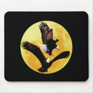 Bald eagles and full moon mouse pad