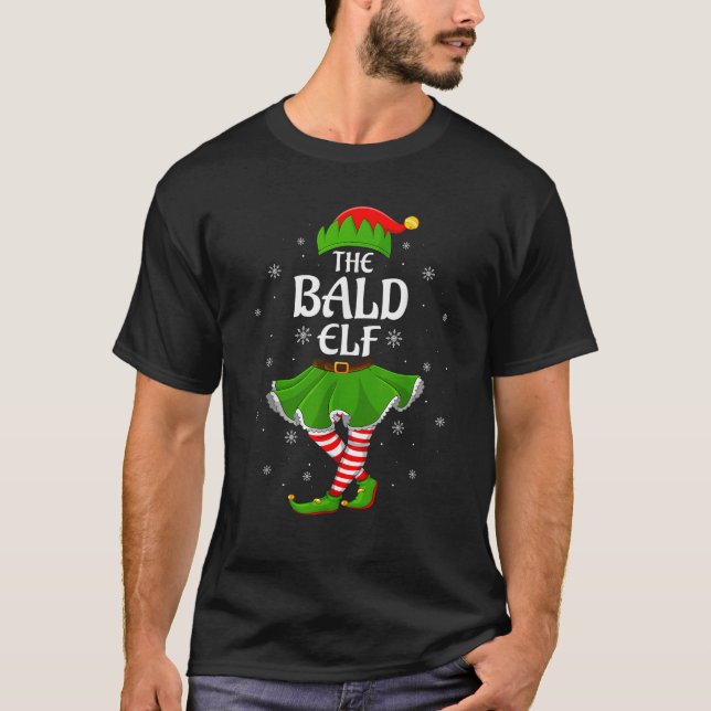 Bald Elf Christmas Family Girls Women Elf Squad Xm T-Shirt (Front)