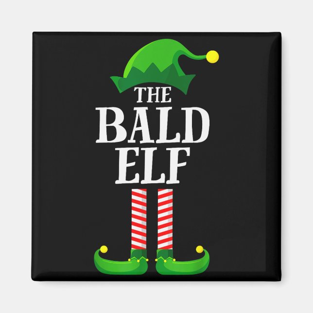 Bald Elf Matching Family Group Christmas Party Pyj Magnet (Front)
