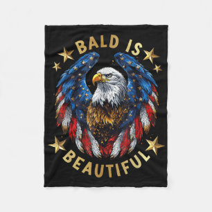 Bald Is Beautiful 4th Of July Independence Day Ame Fleece Blanket