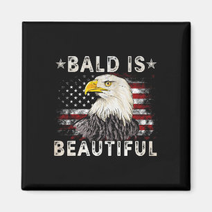 Bald Is Beautiful 4th Of July Independence Day Ame Magnet