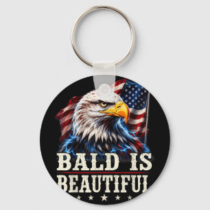 Bald is beautiful 4th of july independence day key ring