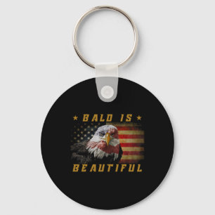 Bald Is Beautiful 4th Of July Independence Day Usa Key Ring