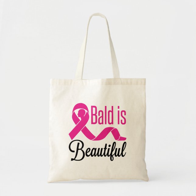 Bald Is Beautiful Breast Cancer Survivor Awareness Tote Bag (Front)