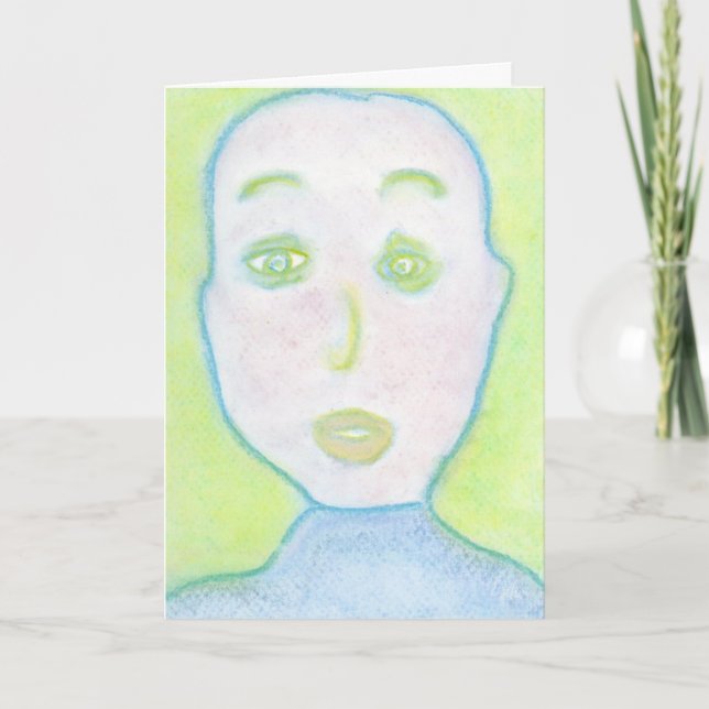 Bald Man Chalks Portrait Spiritual Art Card (Front)