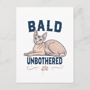 Bald Unbothered Sphynx Cat Graphic Art Postcard