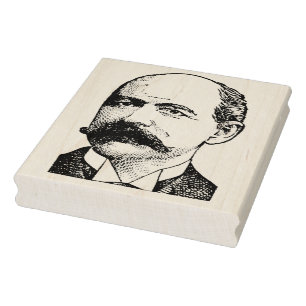 Balding Man with Moustache Vintage Portrait Stamp