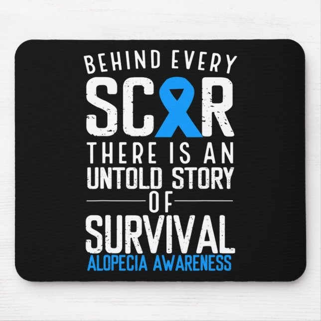 Baldness Hair Loss Blue Ribbon Alopecia Areata Awa Mouse Pad (Front)