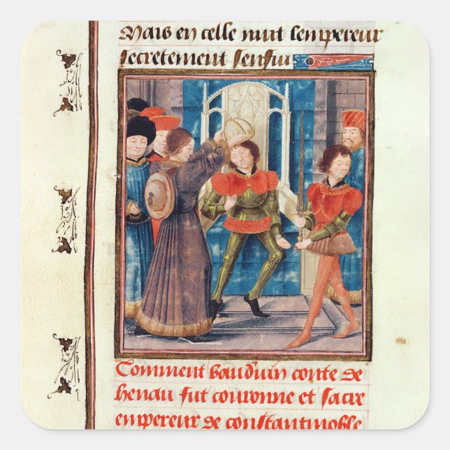 Baldwin I  Sixth Count of Hainaut crowned Square Sticker (Front)