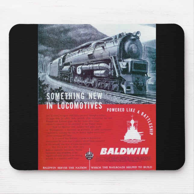 Baldwin Locomotive S-2 Steam Turbine Locomotive Mouse Pad (Front)