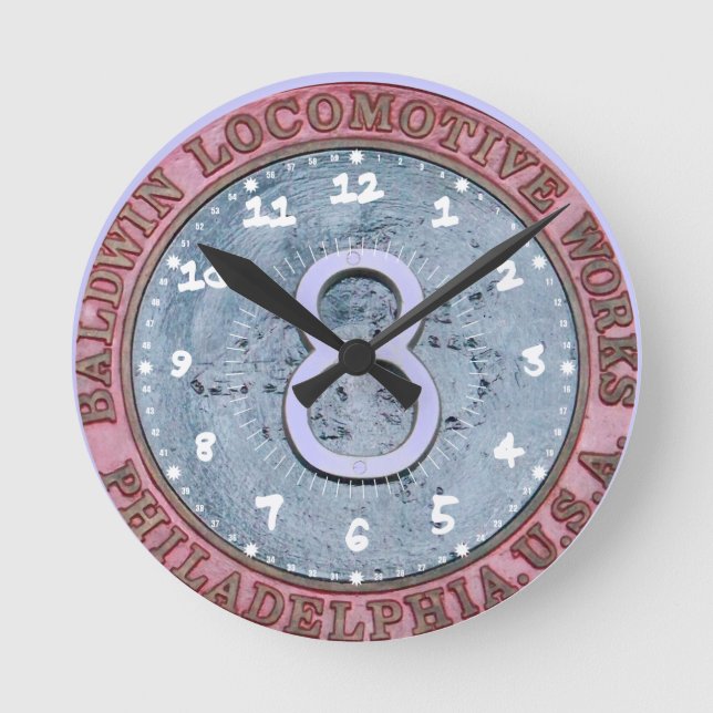 Baldwin Locomotive Works Builders Plate Wall Clock (Front)