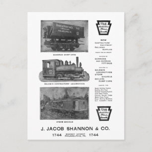 Baldwin Locomotive Works Contractor's  PostCard