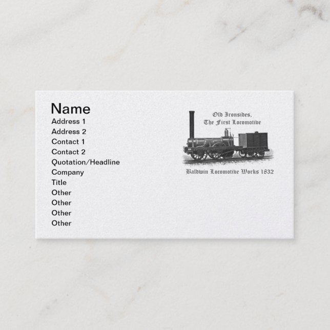 Baldwin Locomotive Works, Old Ironsides 1832 Business Card (Front)