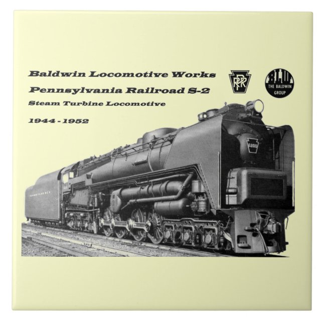 Baldwin Locomotive Works S-2 PRR Steam Turbine Ceramic Tile (Front)