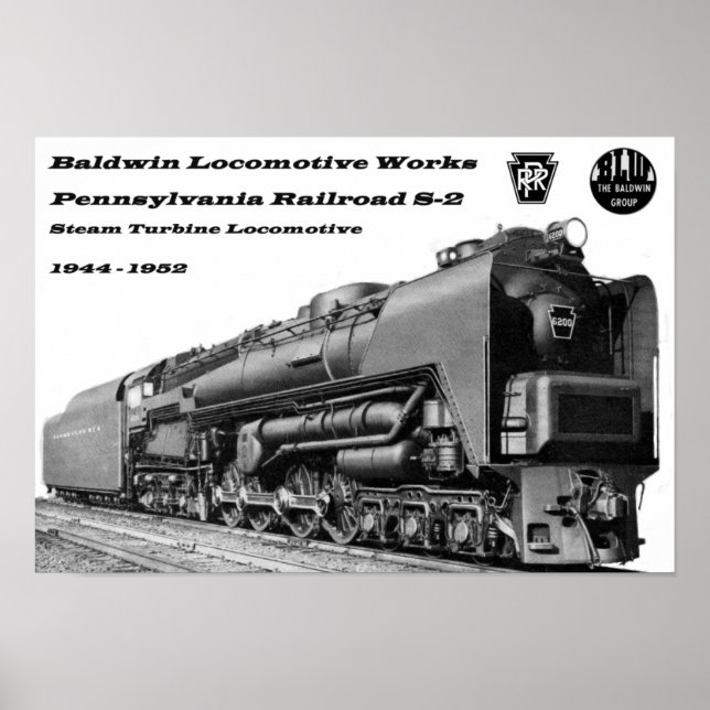 Baldwin Locomotive Works S-2 PRR Steam Turbine Poster (Front)