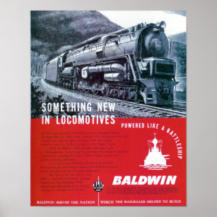 Baldwin Locomotive Works Steam Turbine Locomotive. Poster