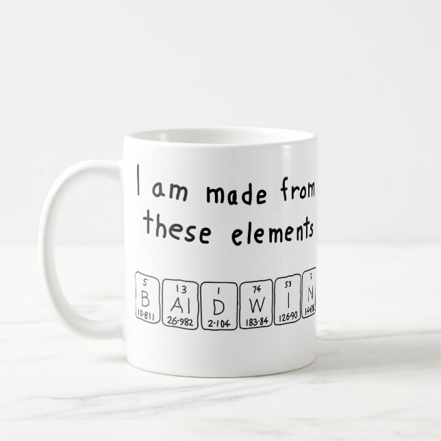 Baldwin periodic table name mug (Left)