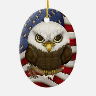 Baldwin The Cute Bald Eagle Personalised Ceramic Tree Decoration