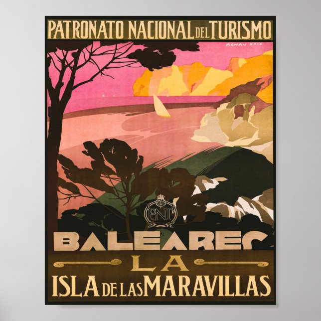Baleares Spain Vintage Travel Poster (Front)