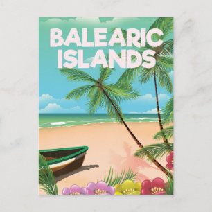 Balearic Islands beach travel poster Postcard