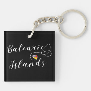 Balearic Islands Flag Heart, The Balearics Key Ring