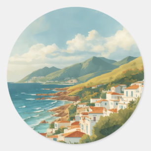 Balearic Islands Vintage French Riviera Travel Classic Round Sticker