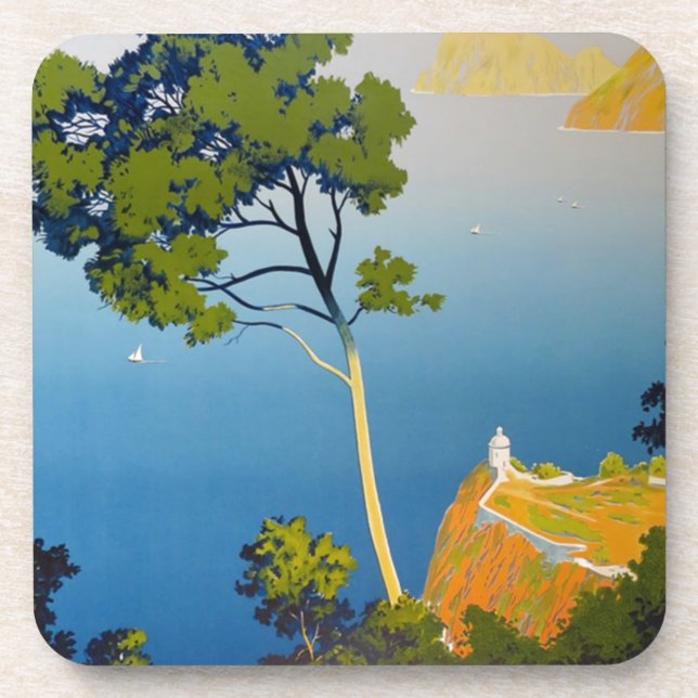 Balearic Islands Vintage French Travel Coaster (Front)