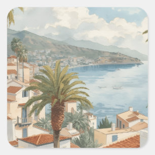 Balearic Islands Vintage French Travel Square Sticker