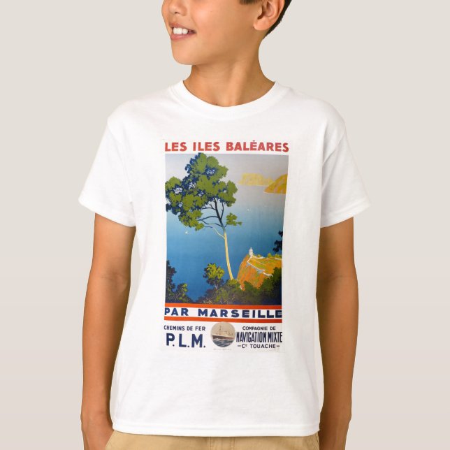Balearic Islands Vintage French Travel T-Shirt (Front)