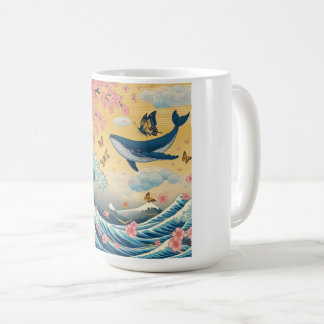 Baleia Celestial entre Cerejeiras – Arte IA Coffee Mug