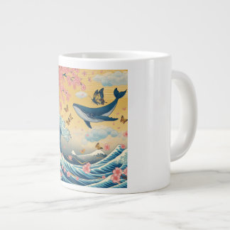 Baleia Celestial entre Cerejeiras – Arte IA Large Coffee Mug
