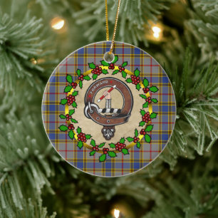 Balfour Clan Badge & Tartan Personalised Xmas Ceramic Ornament