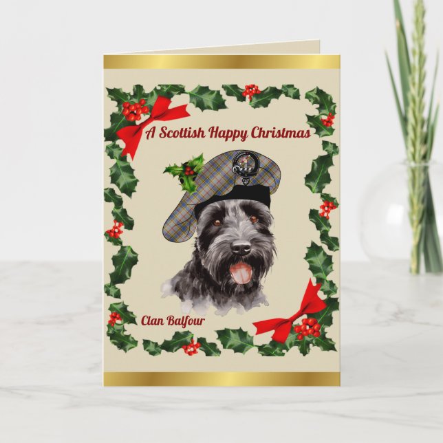 Balfour Scottie Dog Personalised Xmas Card (Front)