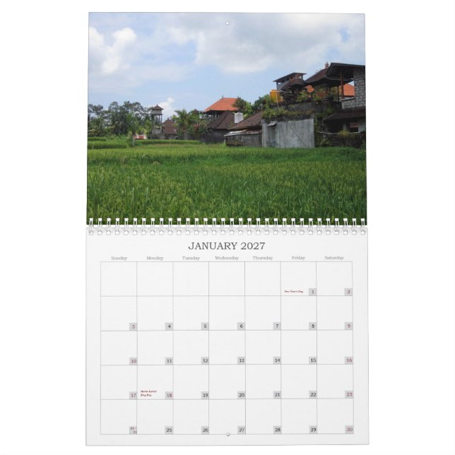 Bali 2012 Calendar (Jan 2027)