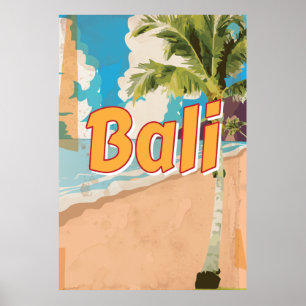 Bali Beach vintage travel poster
