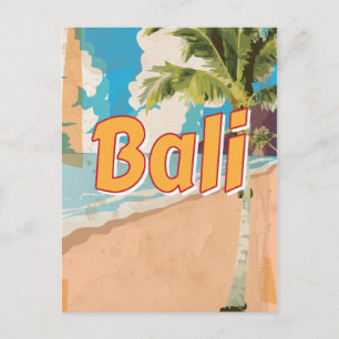Bali Beach vintage travel poster Postcard