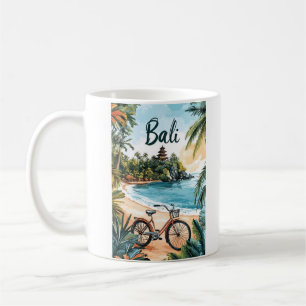 Bali Beach with Bicycle - Tropical Travel Coffee Mug