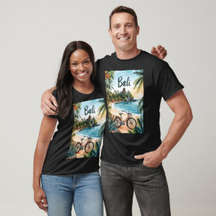 Bali Beach with Bicycle - Tropical Travel T-Shirt