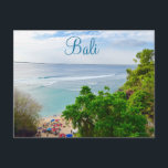 Bali Denpasar Beach Indonesia Postcard<br><div class="desc">Beautiful clear waters and popular beach area of Bali,  Indonesia.  View from the cliffs.</div>