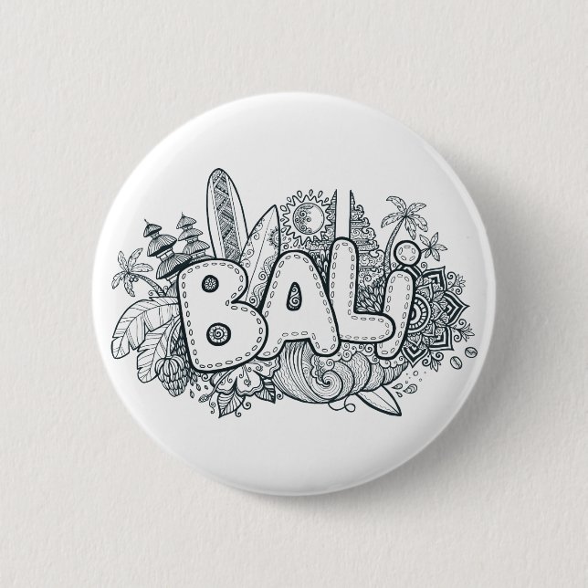 Bali doodle 6 cm round badge (Front)