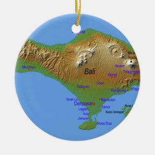 Bali Holliday Map Ceramic Tree Decoration