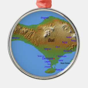 Bali Holliday Map Metal Ornament
