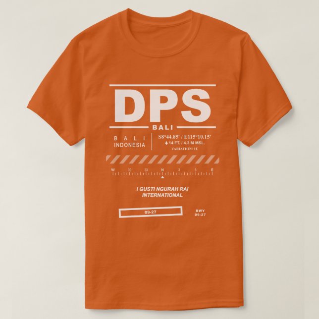 Bali I Gusti Ngurah Rai Int'l Airport DPS T-Shirt (Design Front)