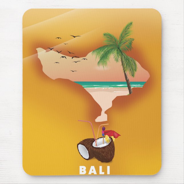 Bali illustrated map mouse pad (Front)