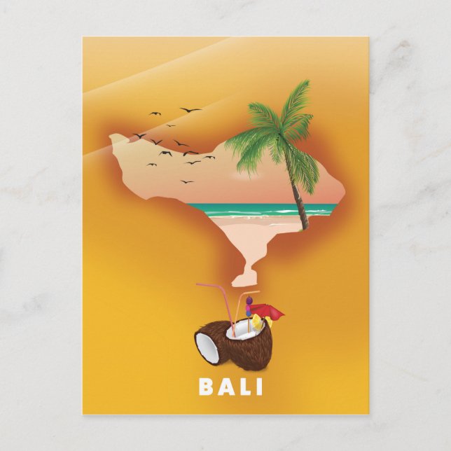 Bali illustrated map postcard (Front)