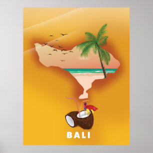 Bali illustrated map poster